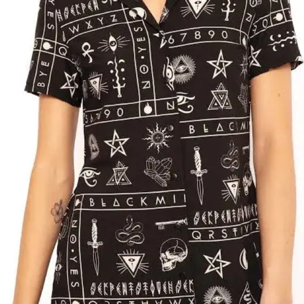 Blackmilk Ouiji Halloween Dress Button + Collar